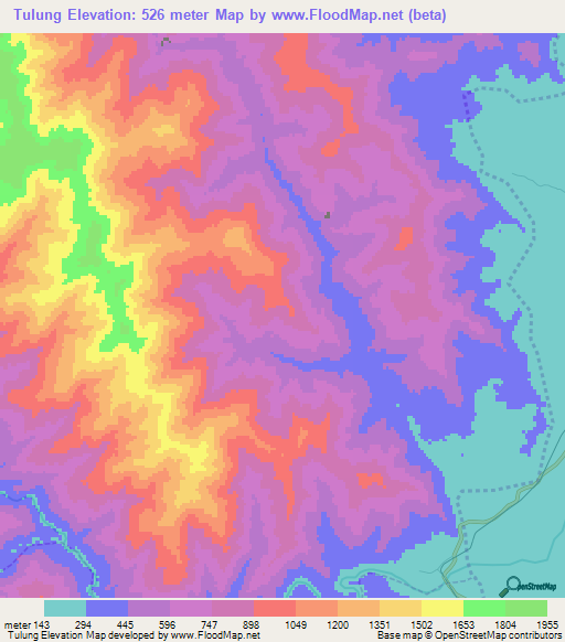 Tulung,Myanmar Elevation Map