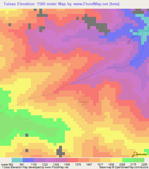 Tuisau,Myanmar Elevation Map