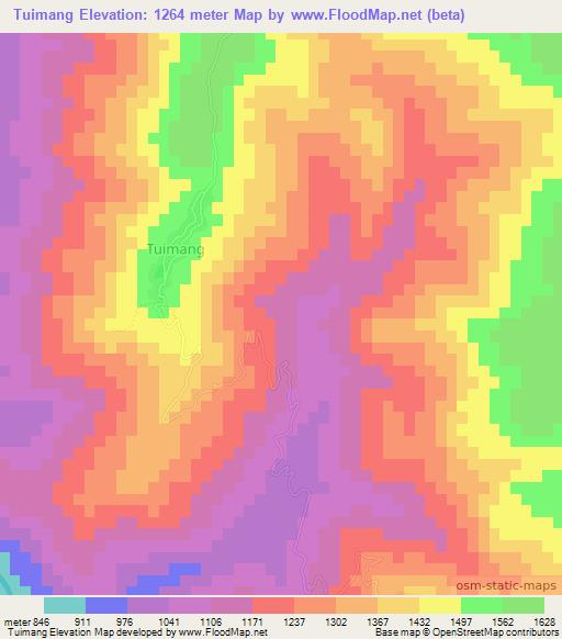 Tuimang,Myanmar Elevation Map