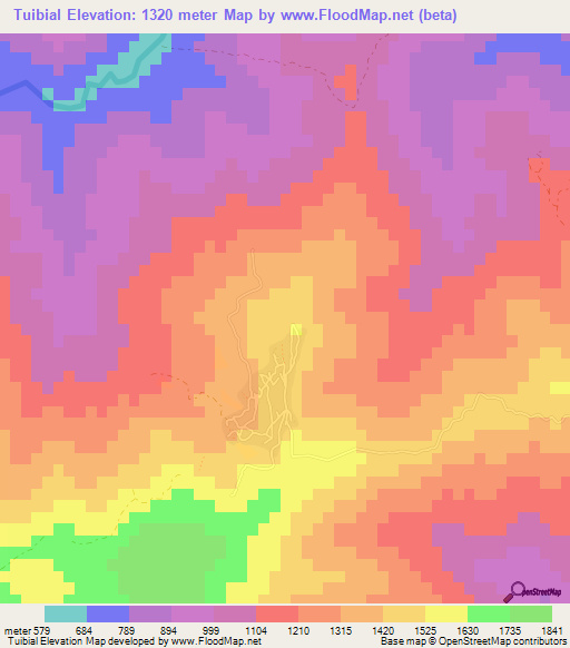 Tuibial,Myanmar Elevation Map