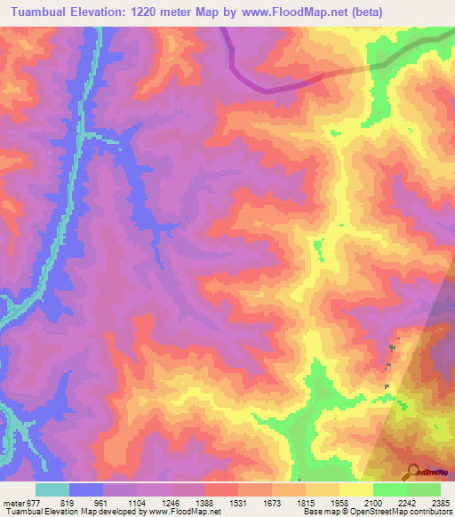 Tuambual,Myanmar Elevation Map