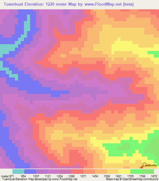 Tuambual,Myanmar Elevation Map