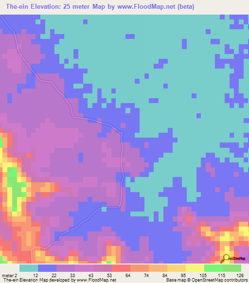 The-ein,Myanmar Elevation Map