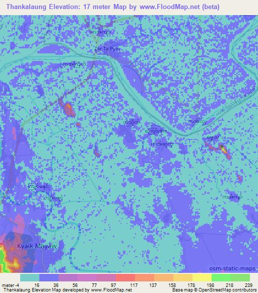 Thankalaung,Myanmar Elevation Map