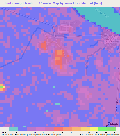 Thankalaung,Myanmar Elevation Map