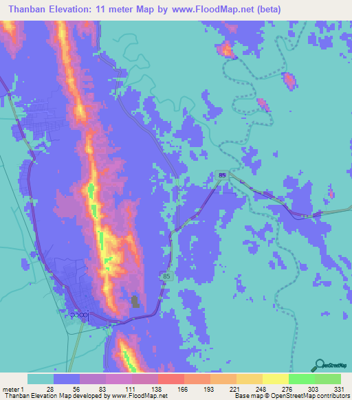 Thanban,Myanmar Elevation Map