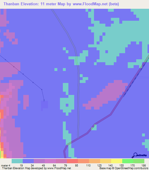 Thanban,Myanmar Elevation Map