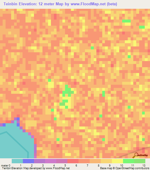 Teinbin,Myanmar Elevation Map