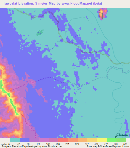 Tawpalat,Myanmar Elevation Map