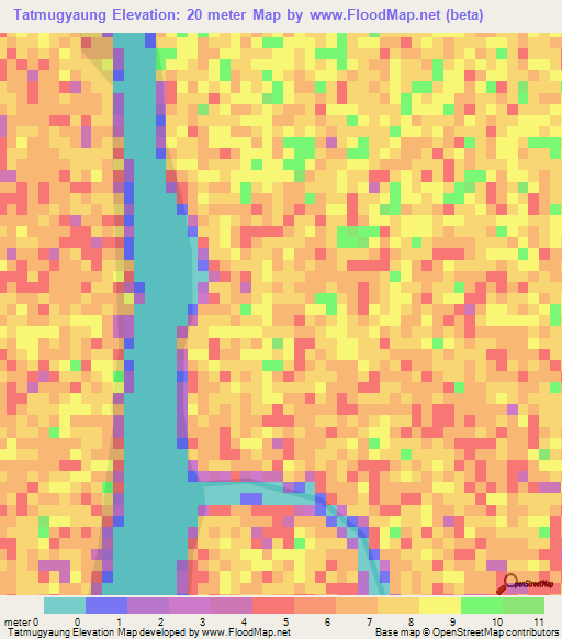 Tatmugyaung,Myanmar Elevation Map