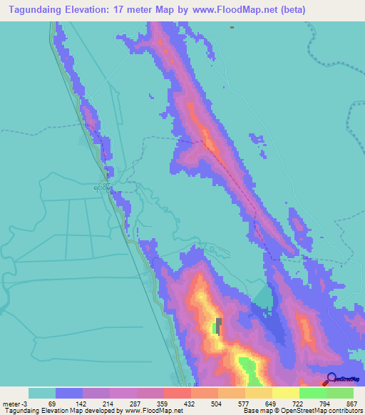 Tagundaing,Myanmar Elevation Map