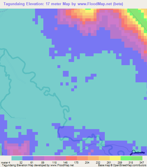 Tagundaing,Myanmar Elevation Map