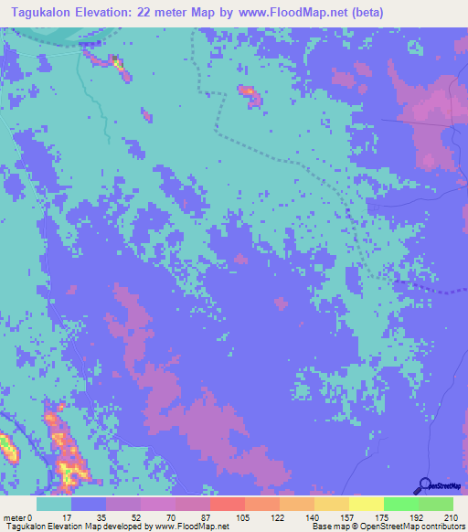 Tagukalon,Myanmar Elevation Map