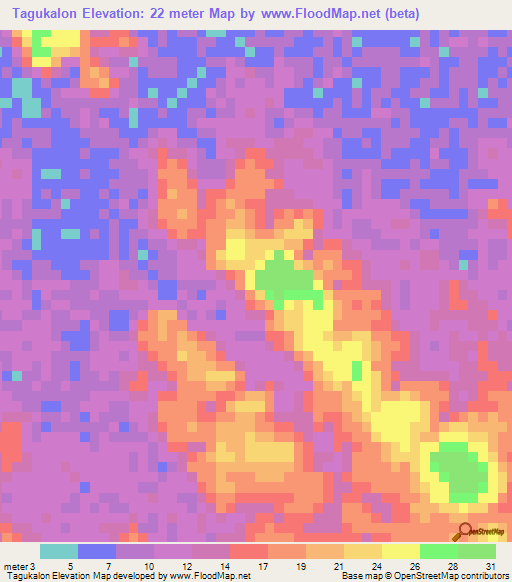 Tagukalon,Myanmar Elevation Map