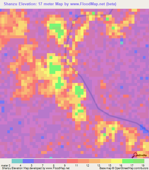 Shanzu,Myanmar Elevation Map