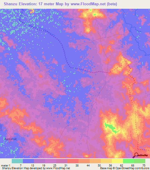 Shanzu,Myanmar Elevation Map