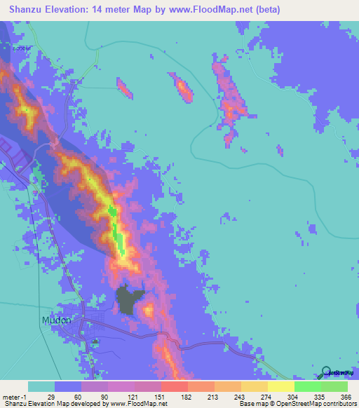 Shanzu,Myanmar Elevation Map