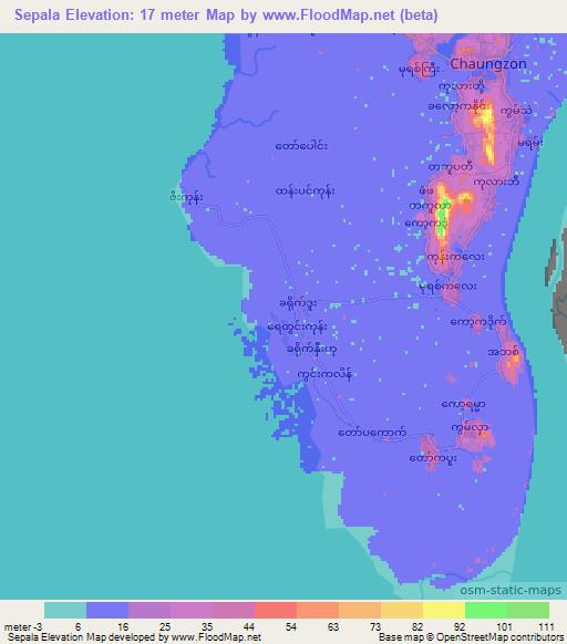 Sepala,Myanmar Elevation Map