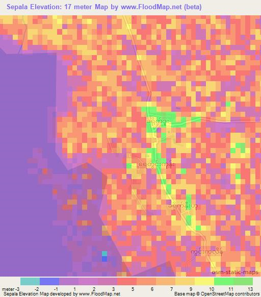 Sepala,Myanmar Elevation Map