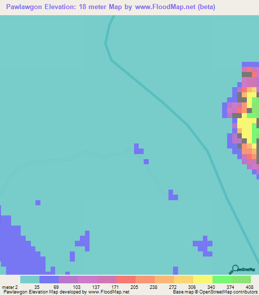 Pawlawgon,Myanmar Elevation Map