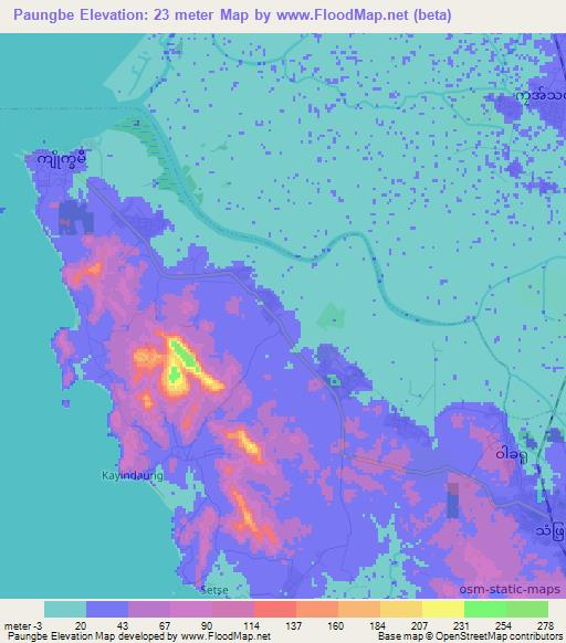 Paungbe,Myanmar Elevation Map