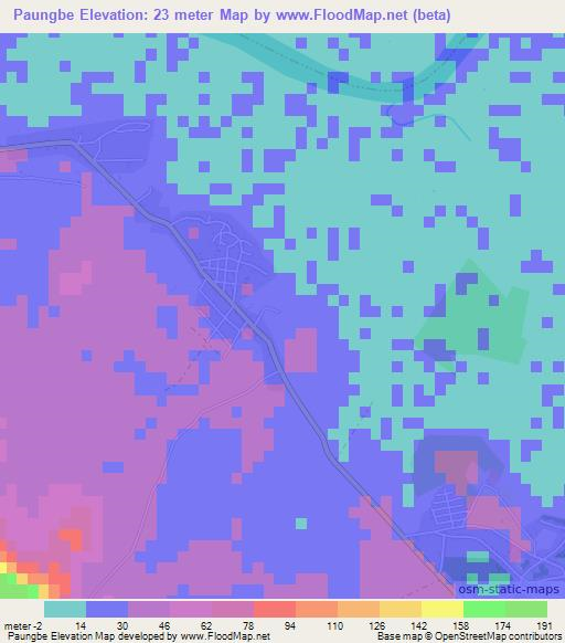 Paungbe,Myanmar Elevation Map