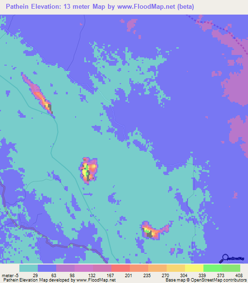 Pathein,Myanmar Elevation Map