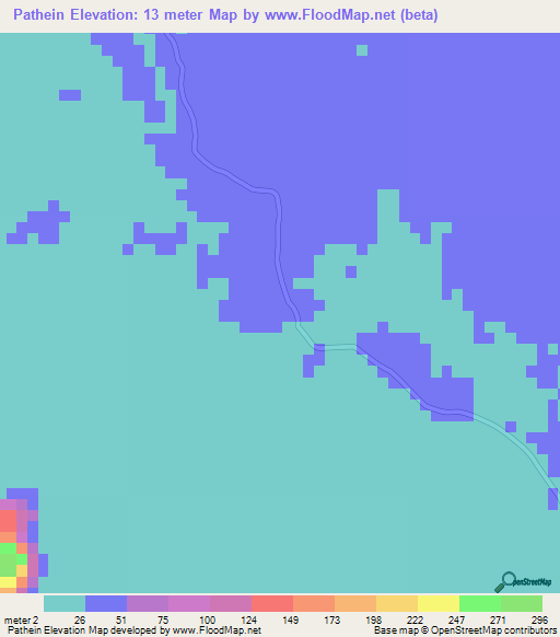 Pathein,Myanmar Elevation Map