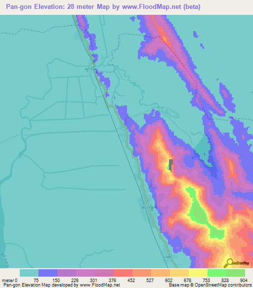 Pan-gon,Myanmar Elevation Map