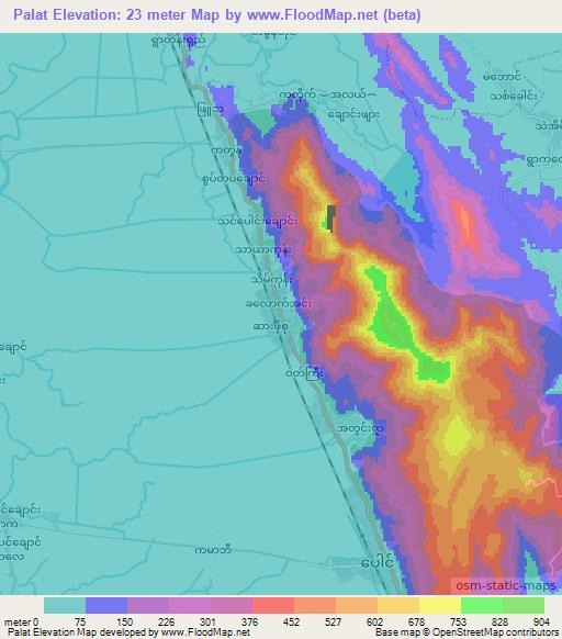 Palat,Myanmar Elevation Map