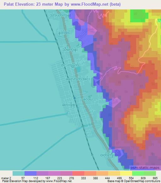 Palat,Myanmar Elevation Map