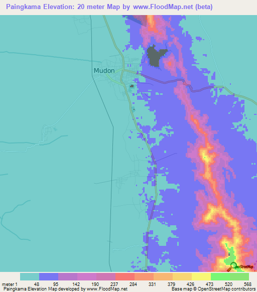 Paingkama,Myanmar Elevation Map