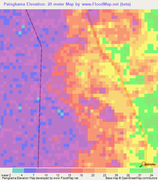 Paingkama,Myanmar Elevation Map