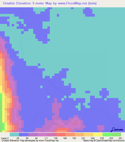 Ontabin,Myanmar Elevation Map