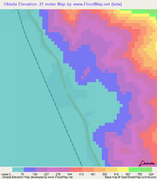 Oktada,Myanmar Elevation Map