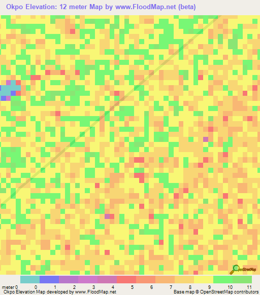 Okpo,Myanmar Elevation Map