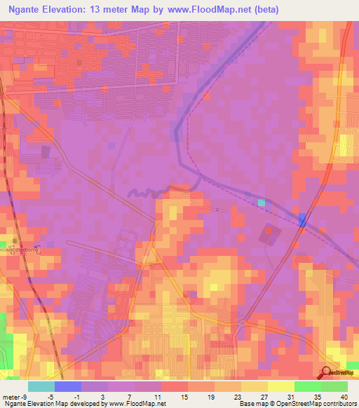 Ngante,Myanmar Elevation Map