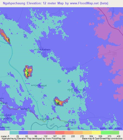 Ngahpechaung,Myanmar Elevation Map