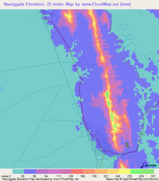 Naunggala,Myanmar Elevation Map