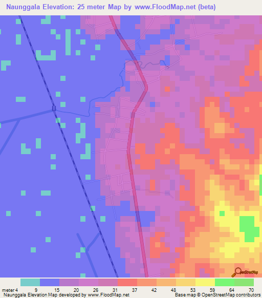 Naunggala,Myanmar Elevation Map