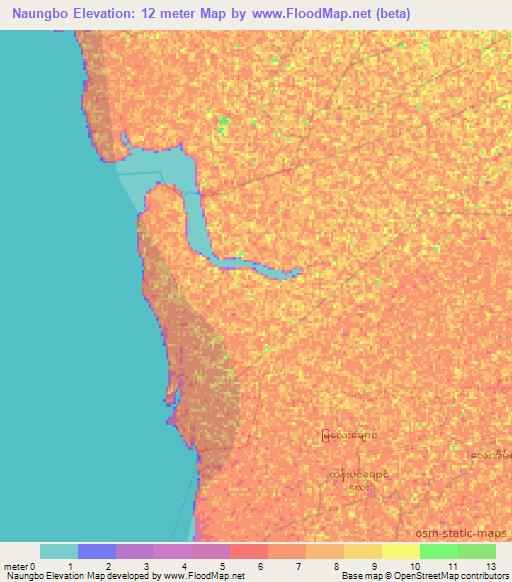 Naungbo,Myanmar Elevation Map