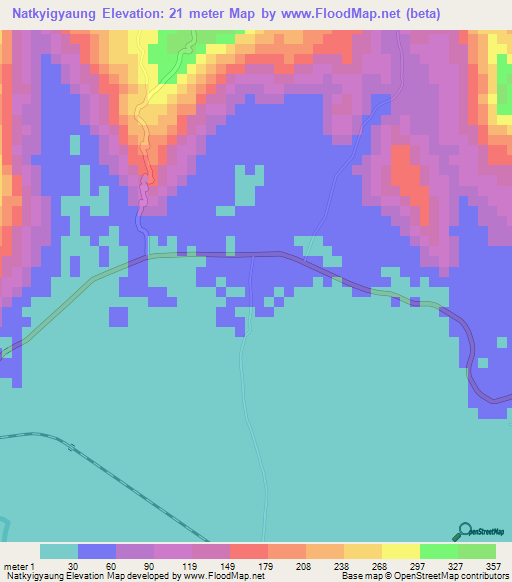 Natkyigyaung,Myanmar Elevation Map