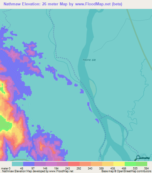 Nathmaw,Myanmar Elevation Map