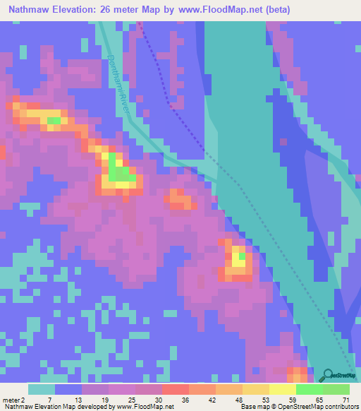 Nathmaw,Myanmar Elevation Map