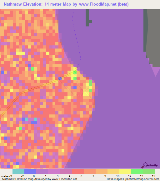 Nathmaw,Myanmar Elevation Map