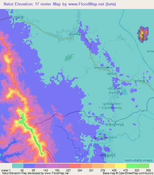 Nalut,Myanmar Elevation Map