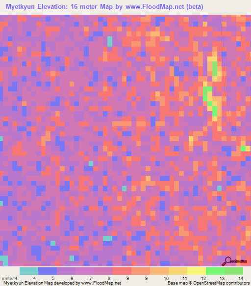 Myetkyun,Myanmar Elevation Map