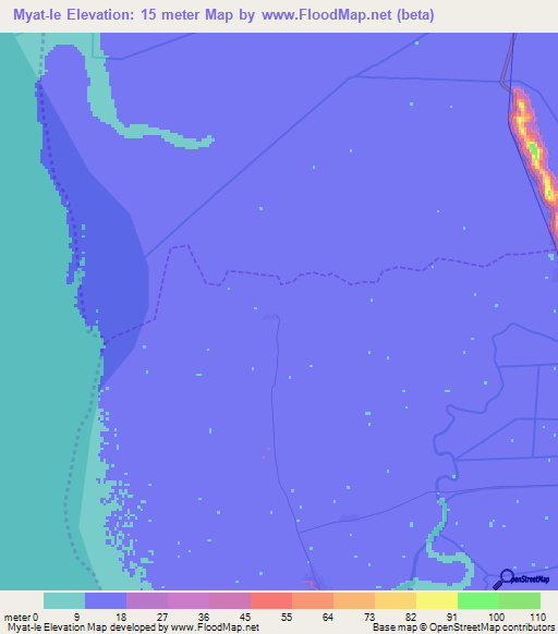 Myat-le,Myanmar Elevation Map