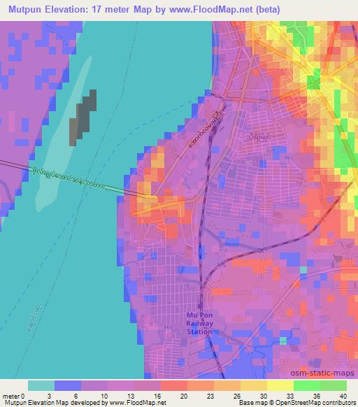 Mutpun,Myanmar Elevation Map