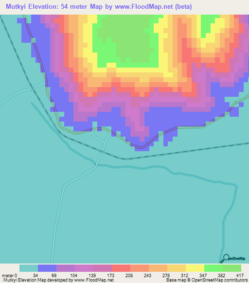 Mutkyi,Myanmar Elevation Map